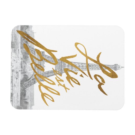Eiffelturm mit Goldschrift Magnet (Horizontal)