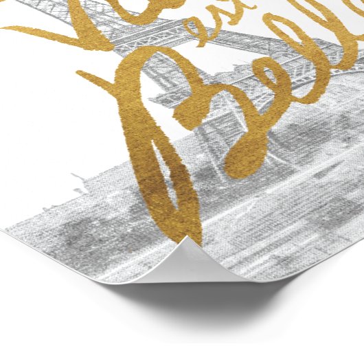 Eiffelturm mit Goldschrift Poster (Ecke)