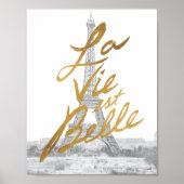 Eiffelturm mit Goldschrift Poster (Vorne)