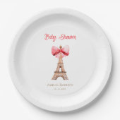 Eiffelturm mit Pink Bow Paris Baby Dusche Pappteller (Vorderseite)