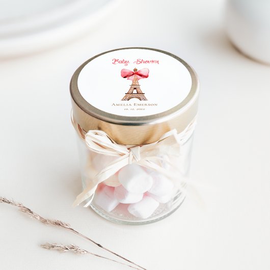 Eiffelturm mit Pink Bow Paris Baby Dusche Runder Aufkleber