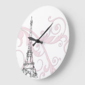 Eiffelturm mit Rollen Große Wanduhr (Winkel)