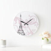 Eiffelturm mit Rollen Große Wanduhr (Zuhause)