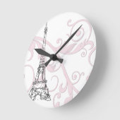 Eiffelturm mit Rollen Runde Wanduhr (Winkel)