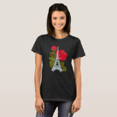 Eiffelturm mit Rose Liebe Paris Rose Französischer T-Shirt (Vorne ganz)