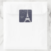 Eiffelturm mit Schnee | Frohe Weihnachten in Paris Quadratischer Aufkleber (Tasche)