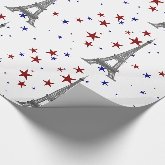 Eiffelturm mit Sternen Geschenkpapier (Ecke)