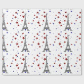 Eiffelturm mit Sternen Geschenkpapier (Flach)