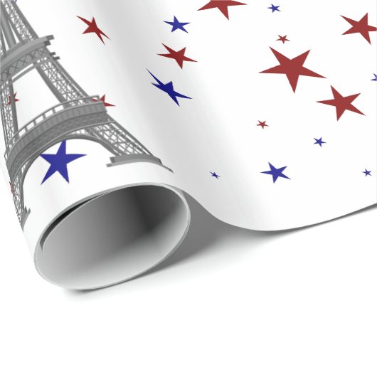 Eiffelturm mit Sternen Geschenkpapier (Rolleneckpunkt)