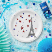 Eiffelturm mit Sternen Pappteller (Party)