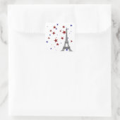 Eiffelturm mit Sternen Quadratischer Aufkleber (Tasche)