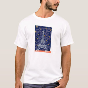 Eiffelturm mit Sternen und Wirbel T-Shirt