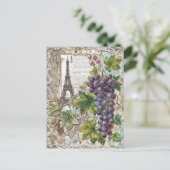 Eiffelturm mit Vintagen Trauben Feiertagspostkarte (Stehend Vorderseite)