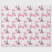 Eiffelturm Muster, Paris Chic Französisch Rosa Geschenkpapier (Flach)