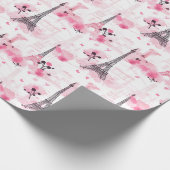 Eiffelturm Muster, Paris Chic Französisch Rosa Geschenkpapier (Ecke)