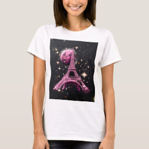 Eiffelturm Nacht Mond T-Shirt