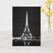 Eiffelturm nachts - B/W Karte (Gelbe Blume)