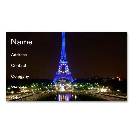 Eiffelturm nachts, Paris Magnetische Visitenkarte (Vorderseite)