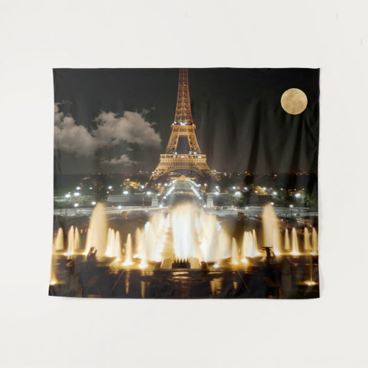 Eiffelturm nachts. wandteppich (Vorderseite (Horizontal))