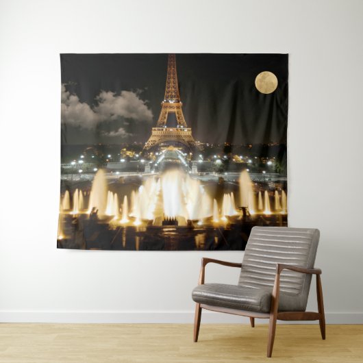 Eiffelturm nachts. wandteppich (Beispiel (Horizontal))