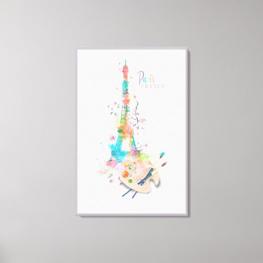 Eiffelturm Paint Spritzer Print on Leinwand Art (Vorderseite)