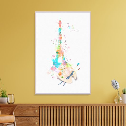 Eiffelturm Paint Spritzer Print on Leinwand Art (Insitu (Wohnzimmer))