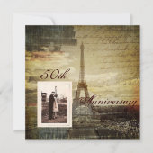 Eiffelturm Paris 50. Hochzeitstag Einladung (Vorderseite)