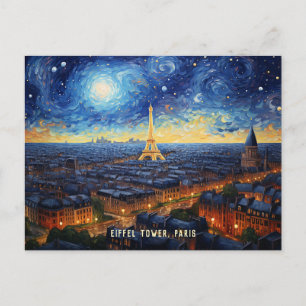 Eiffelturm Paris Abends Illustration Reisen Art Postkarte