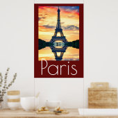 Eiffelturm Paris Artwork Frankreich Reisen Poster (Küche)