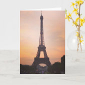 Eiffelturm, Paris bei Sonnenuntergang (Blank) Grüß Karte (Gelbe Blume)