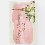 Eiffelturm Paris Birthday Pink Gold Glitzer Banner (Vertikal)