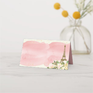 Eiffelturm Paris Birthday Pink Gold Glitzer Platzkarte