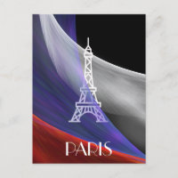 Eiffelturm Paris blaue weiße Flagge auf schwarz