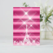 Eiffelturm Paris Bridal Sweet 16. Diamant Pink Einladung (Stehend Vorderseite)