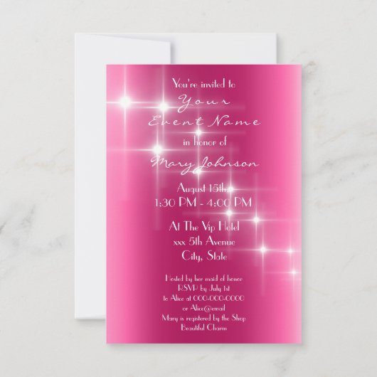 Eiffelturm Paris Bridal Sweet 16. Diamant Pink Einladung (Rückseite)