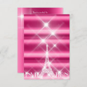 Eiffelturm Paris Bridal Sweet 16. Diamant Pink Einladung (Vorne/Hinten)