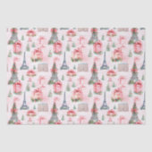 Eiffelturm, Paris Chic Französisch Pink Weihnachte Seidenpapier (Vorderseite)