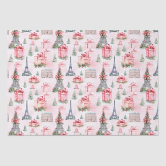 Eiffelturm, Paris Chic Französisch Pink Weihnachte Seidenpapier (Vorderseite)