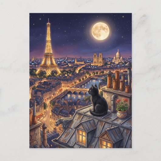 Eiffelturm Paris Dächer Frankreich Postkarte (Vorderseite)