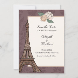 Eiffelturm Paris Floral Damask Mutes Lila Save The Date