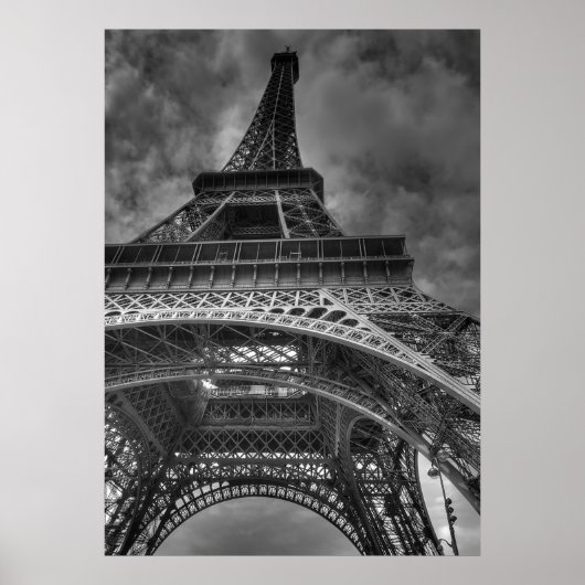 Eiffelturm, Paris, Frankreich B&W Poster (Vorne)
