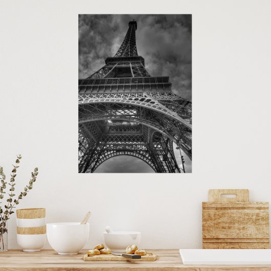 Eiffelturm, Paris, Frankreich B&W Poster (Küche)