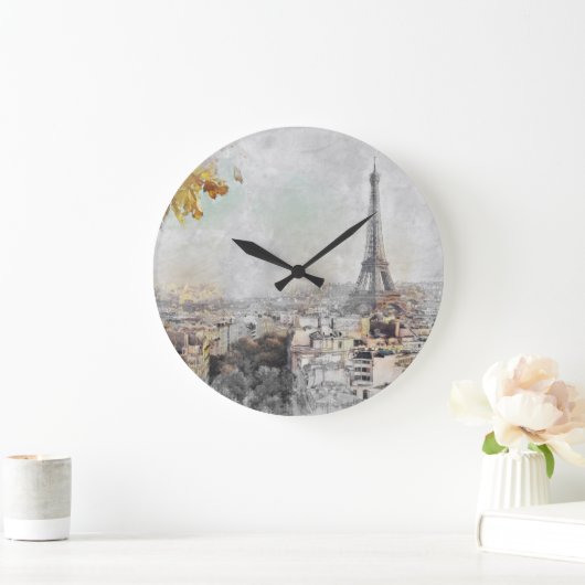 Eiffelturm. Paris, Frankreich  Große Wanduhr (Zuhause)