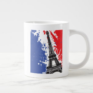 Eiffelturm Paris, Frankreich Grunge Fahne Jumbo-Tasse