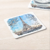 Eiffelturm Paris Frankreich Handgezeichnetes Wasse Rechteckiger Pappuntersetzer (angewinkelt)