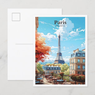 Eiffelturm Paris Frankreich Kunst Vintage Reise Postkarte