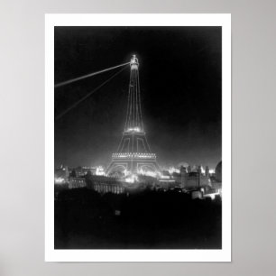 Eiffelturm, Paris, Frankreich, Nachtansicht, Vinta Poster