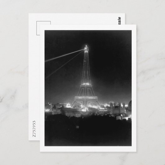 Eiffelturm, Paris, Frankreich, Nachtblick, Vintag Postkarte (Vorne/Hinten)