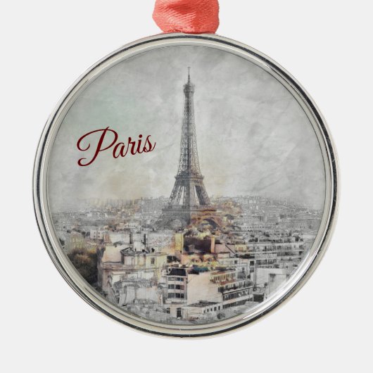 Eiffelturm. Paris, Frankreich Ornament Aus Metall (Vorne)