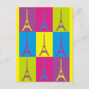 Eiffelturm Paris Frankreich Pop Art Postkarte